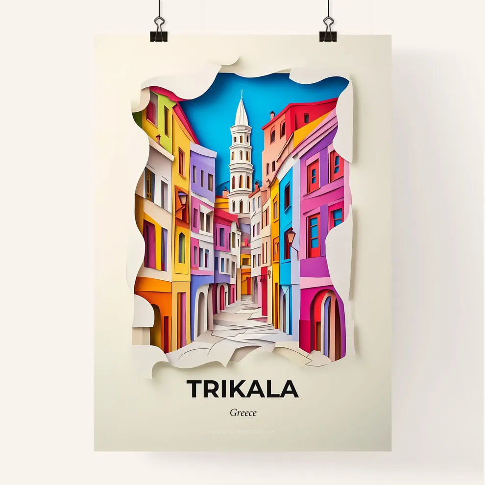 Vivid Trikala, Greece, Colorful Poster