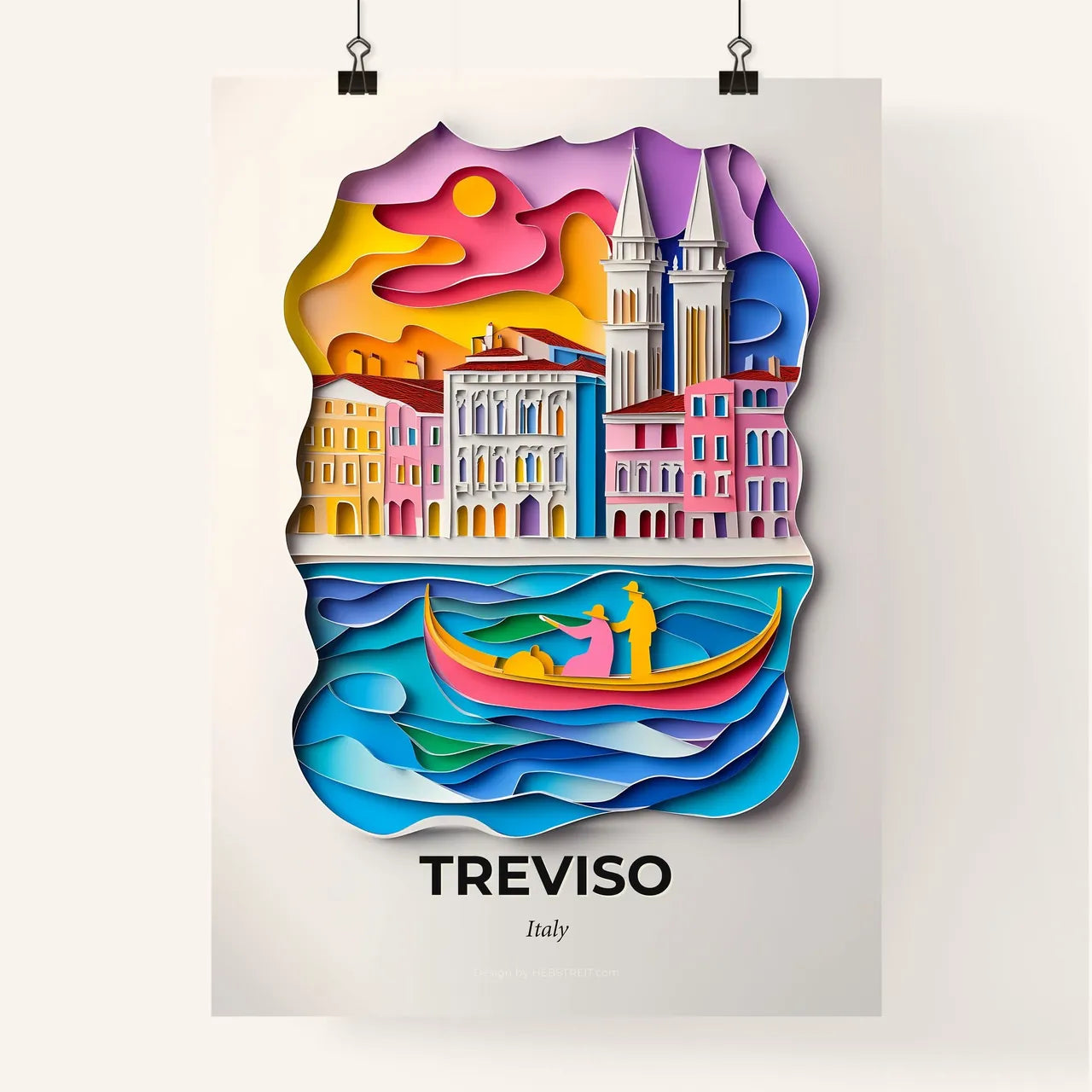 Vivid Treviso, Italy, Colorful Poster