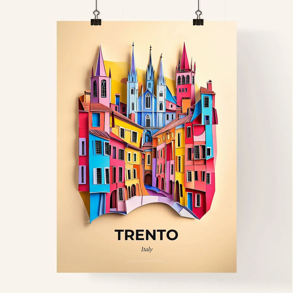 Vivid Trento, Italy, Colorful Poster