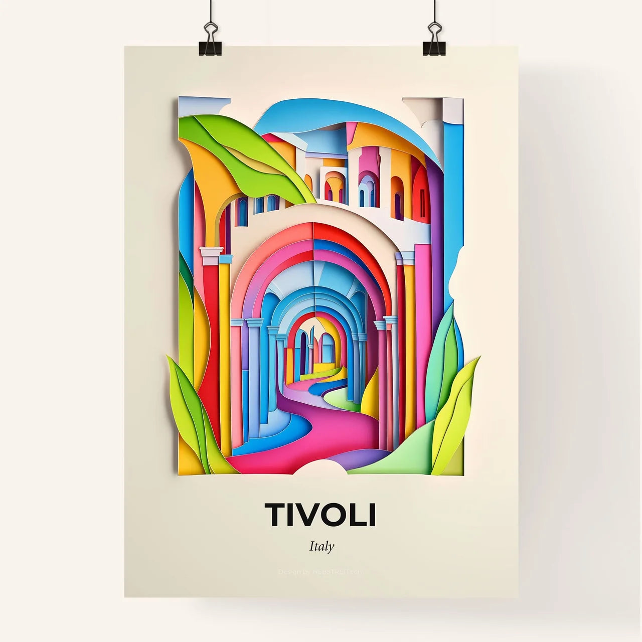 Vivid Tivoli, Italy, Colorful Poster