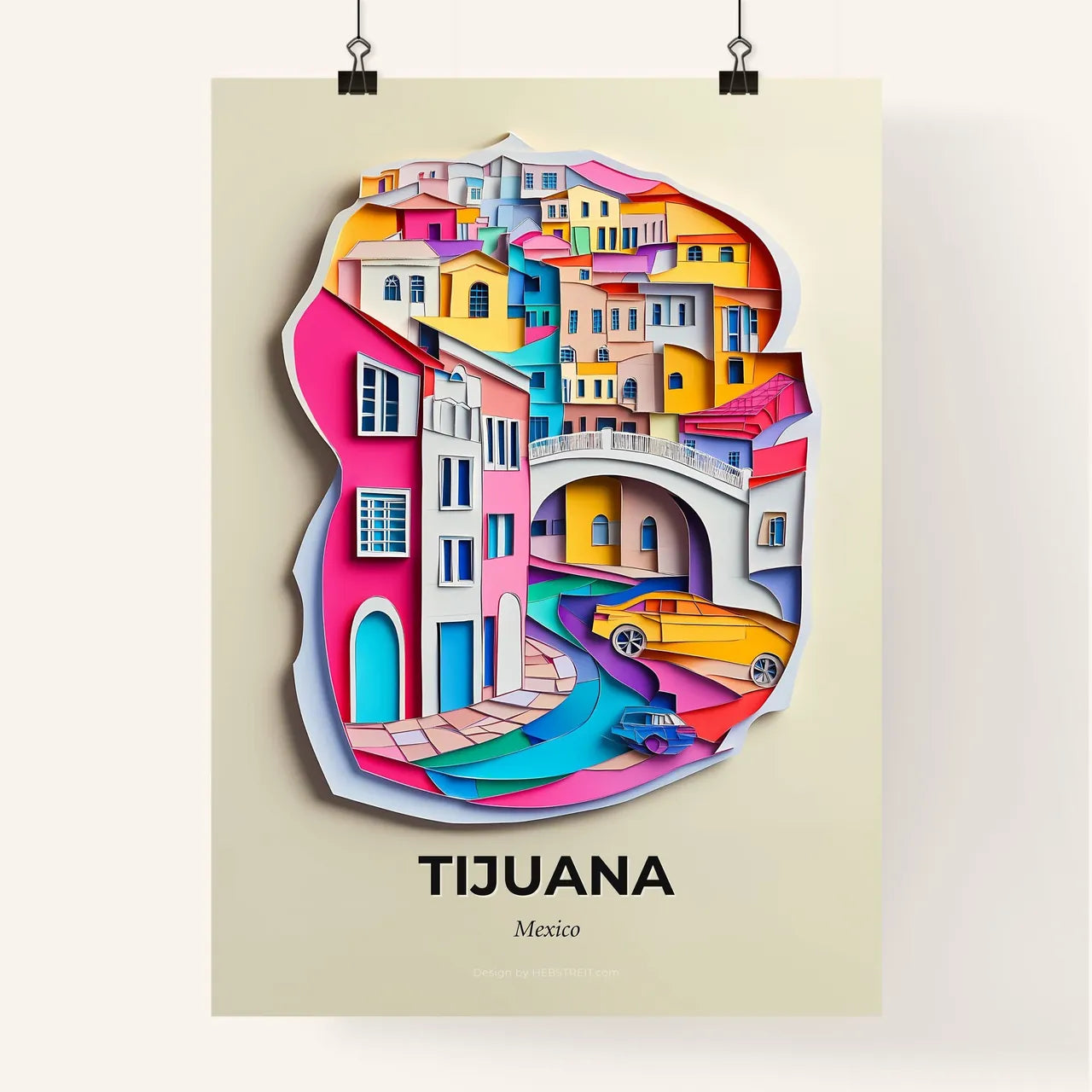 Vivid Tijuana, Mexico, Colorful Poster