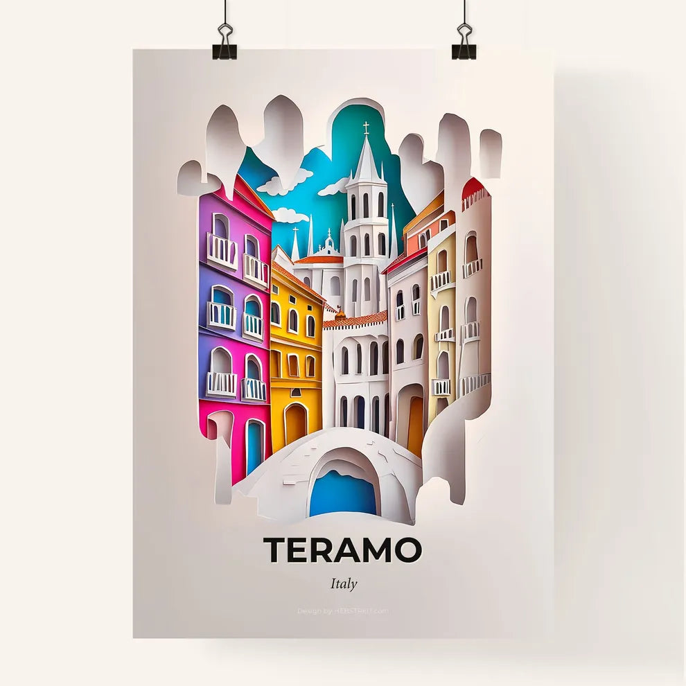 Vivid Teramo, Italy, Colorful Poster