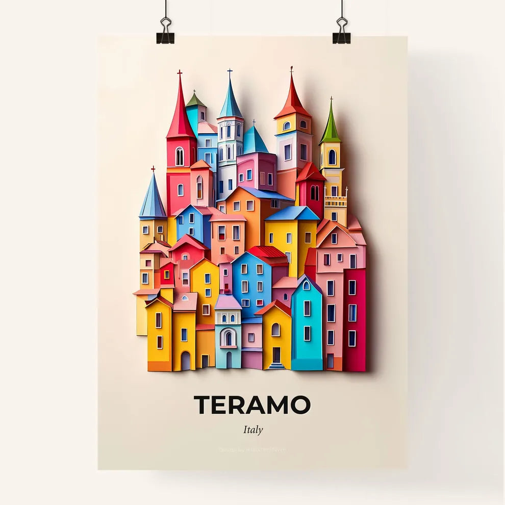 Vivid Teramo, Italy, Colorful Poster