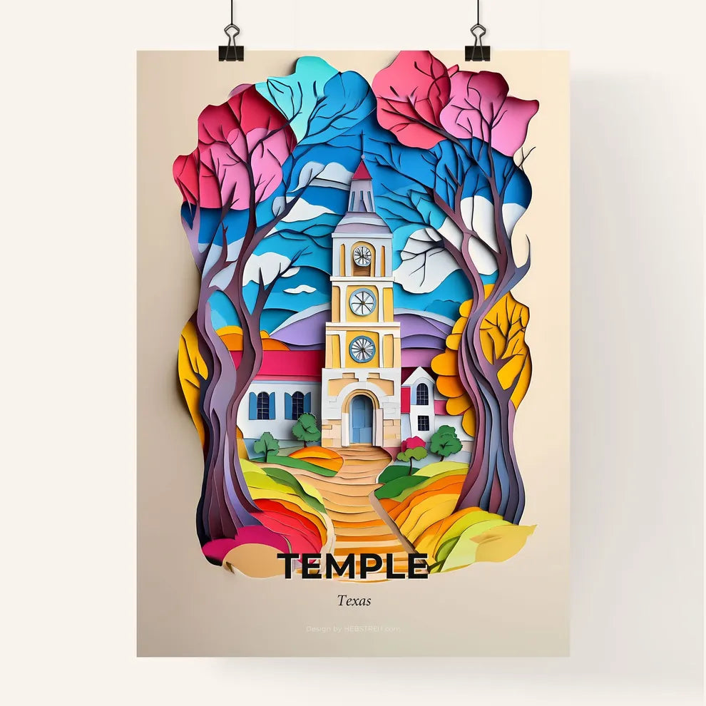 Vivid Temple, Texas, Colorful Poster