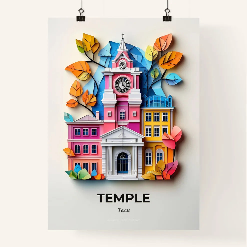 Vivid Temple, Texas, Colorful Poster