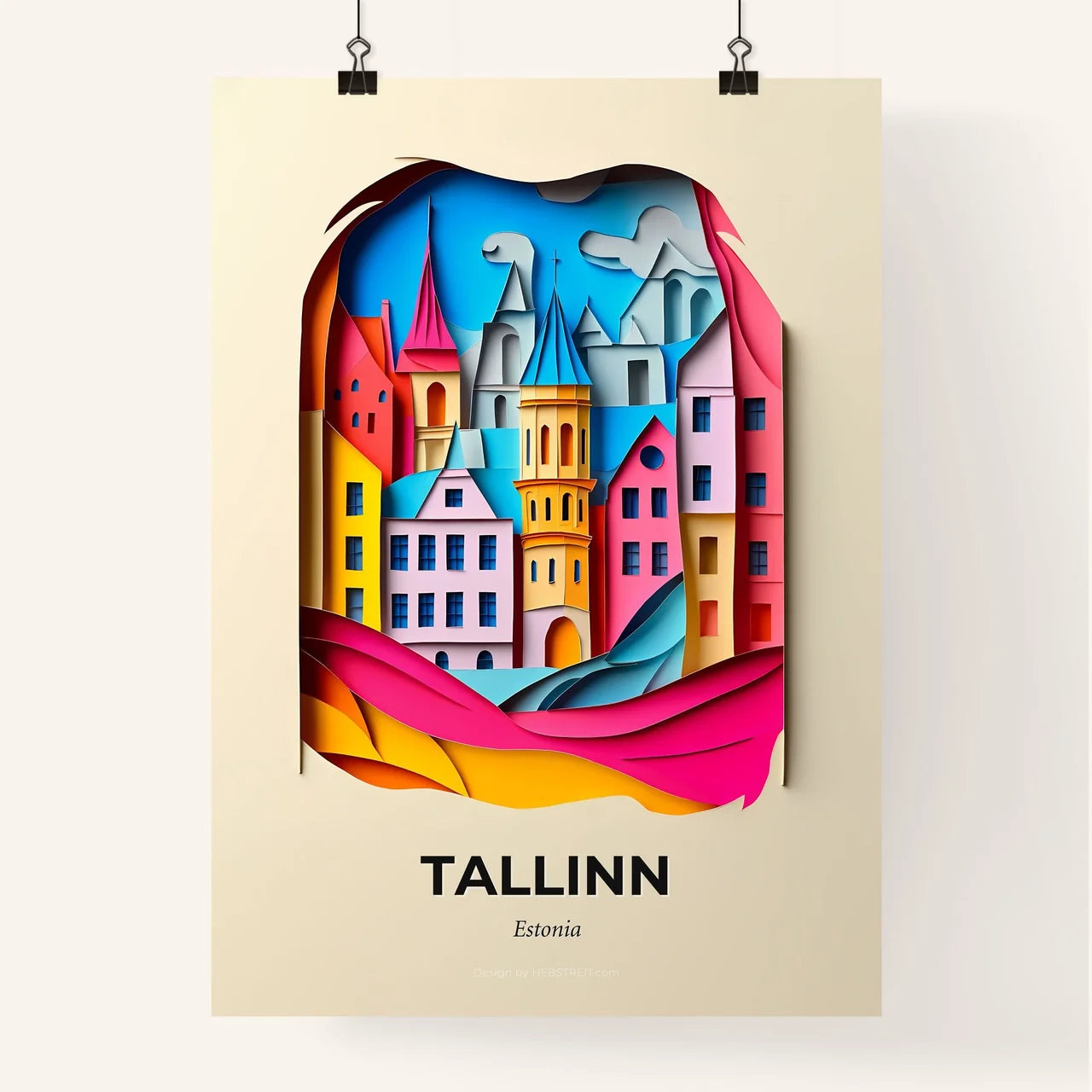 Vivid Tallinn, Estonia, Colorful Poster