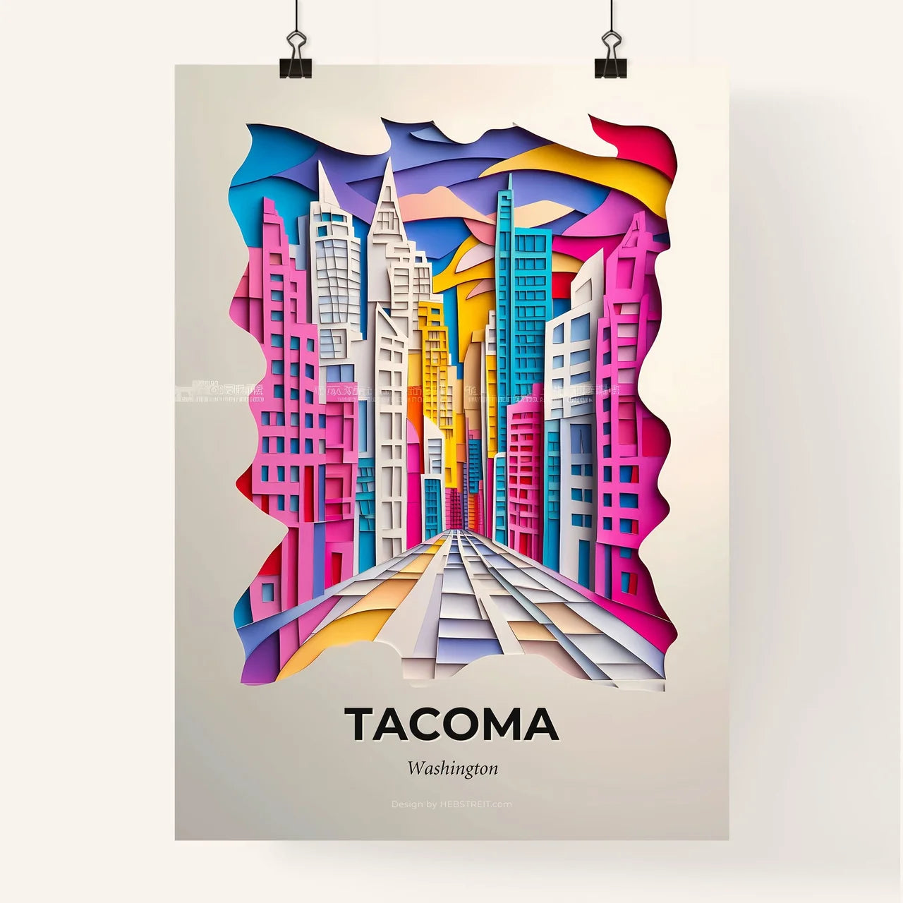 Vivid Tacoma, Washington, Colorful Poster