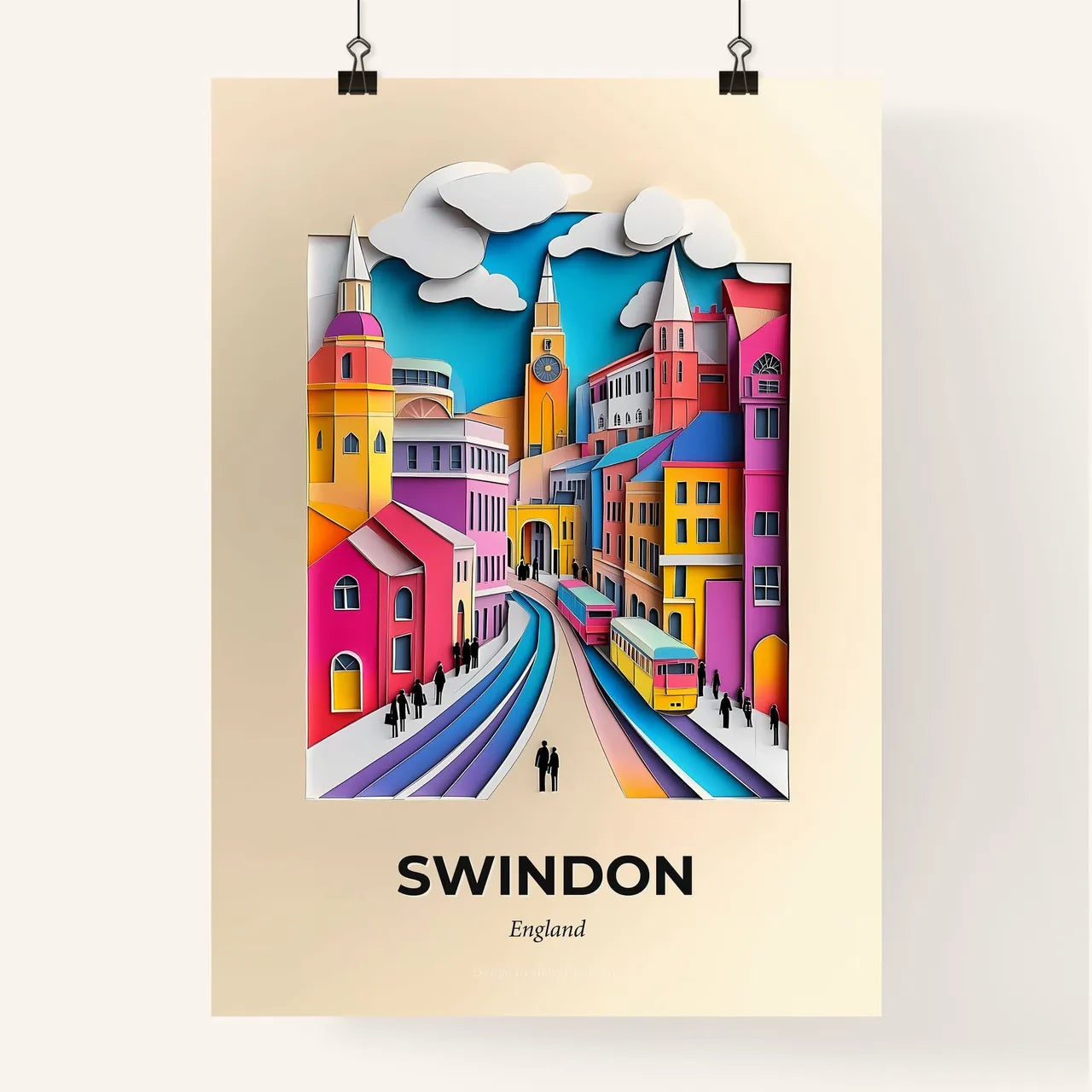 Vivid Swindon, England, Colorful Poster