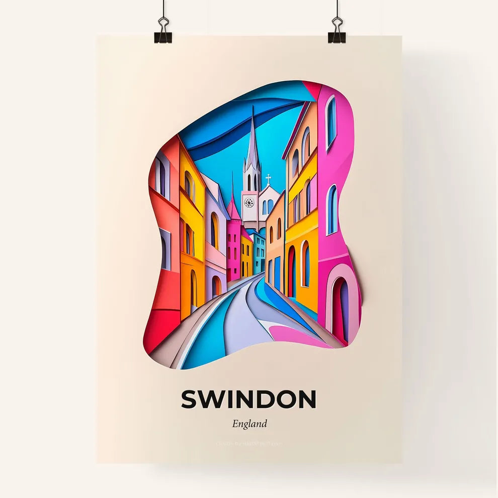 Vivid Swindon, England, Colorful Poster
