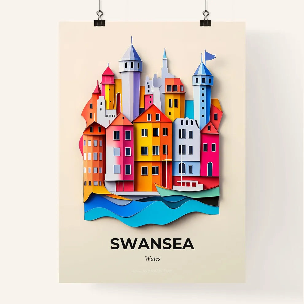 Vivid Swansea, Wales, Colorful Poster