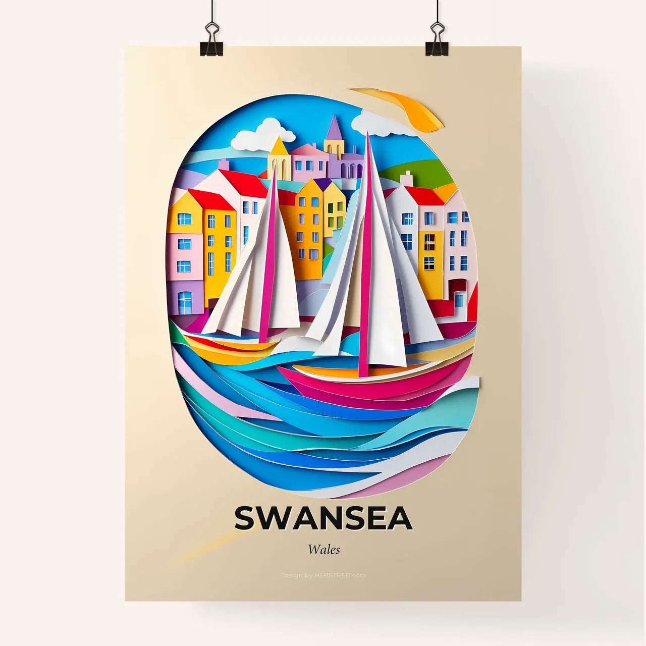 Vivid Swansea, Wales, Colorful Poster