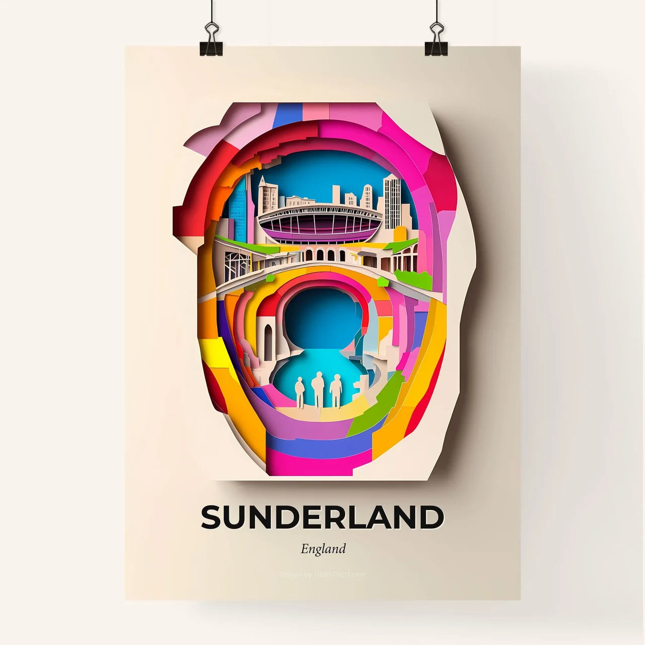 Vivid Sunderland, England, Colorful Poster