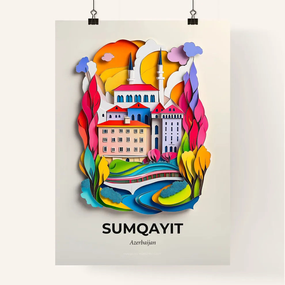 Vivid Sumqayit, Azerbaijan, Colorful Poster