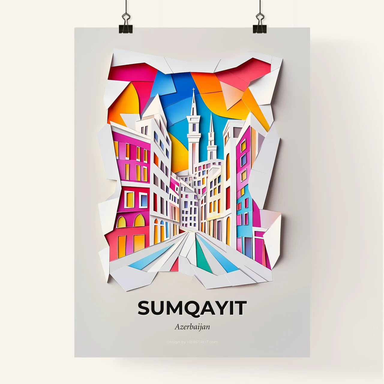 Vivid Sumqayit, Azerbaijan, Colorful Poster