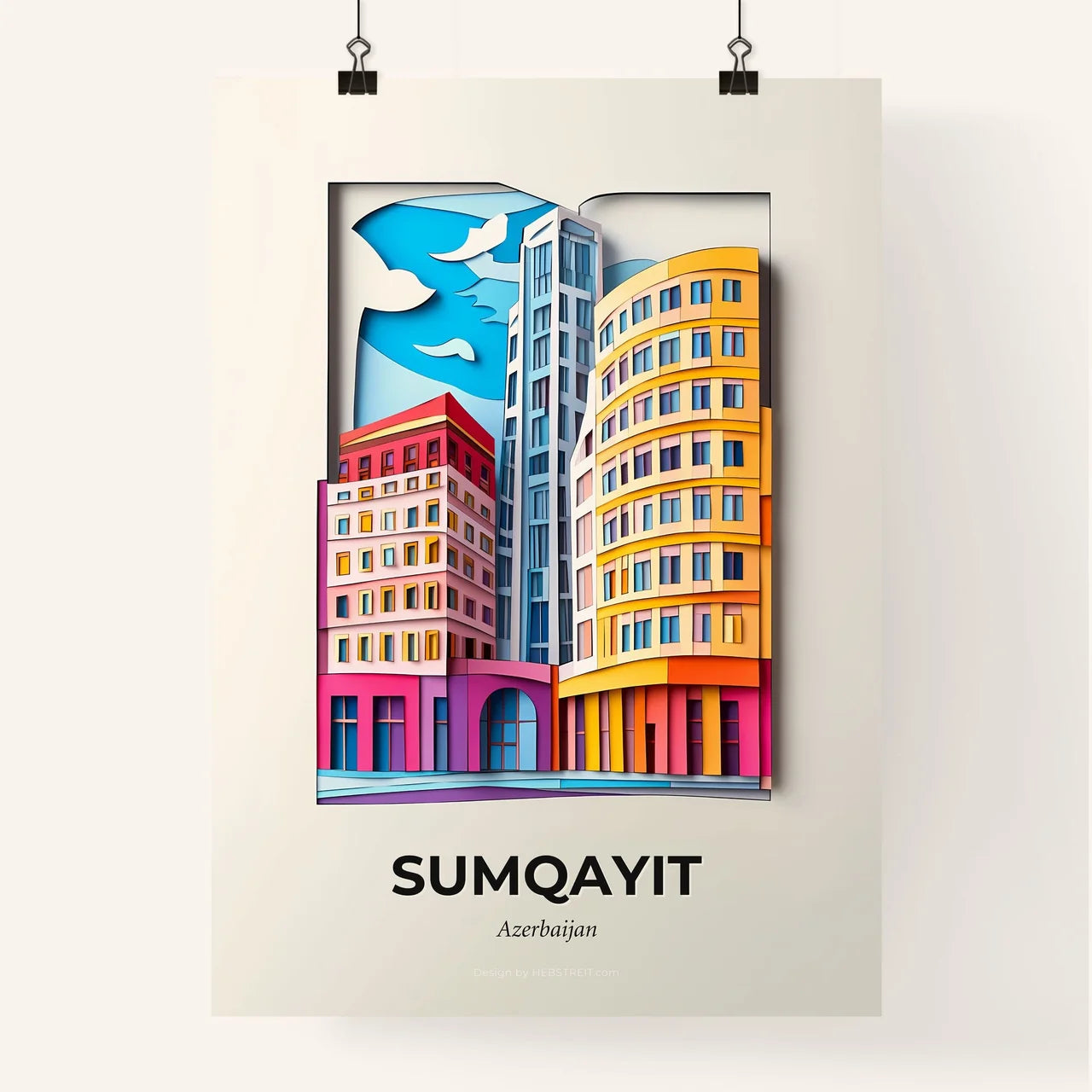 Vivid Sumqayit, Azerbaijan, Colorful Poster