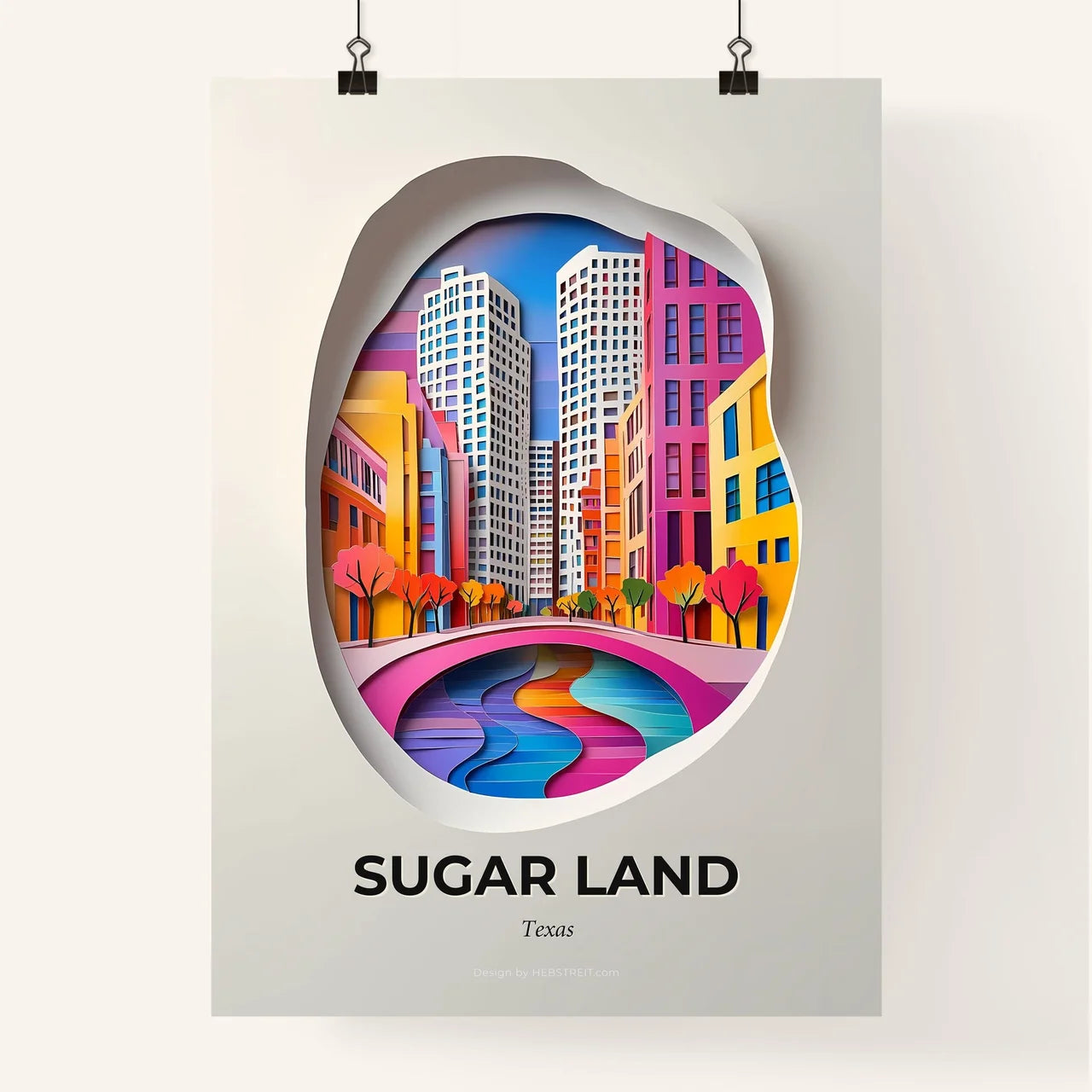 Vivid Sugar Land, Texas, Colorful Poster