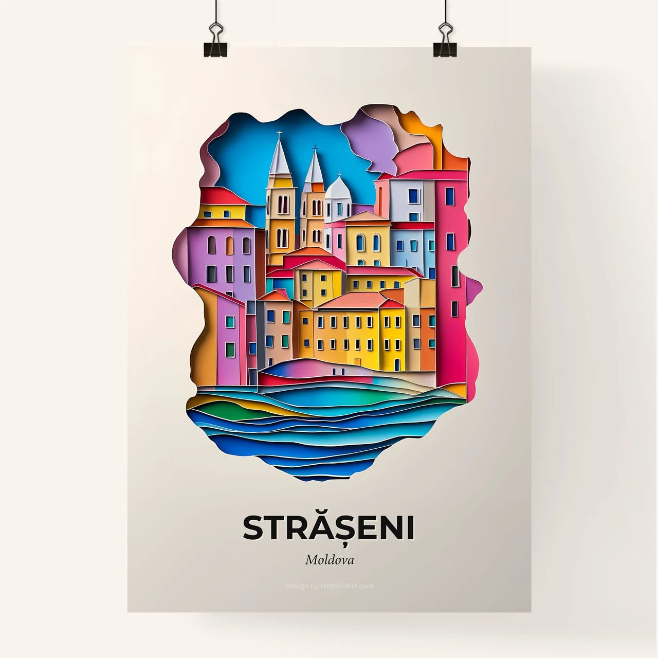 Vivid Strășeni, Moldova, Colorful Poster