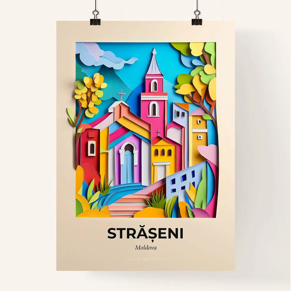 Vivid Strășeni, Moldova, Colorful Poster
