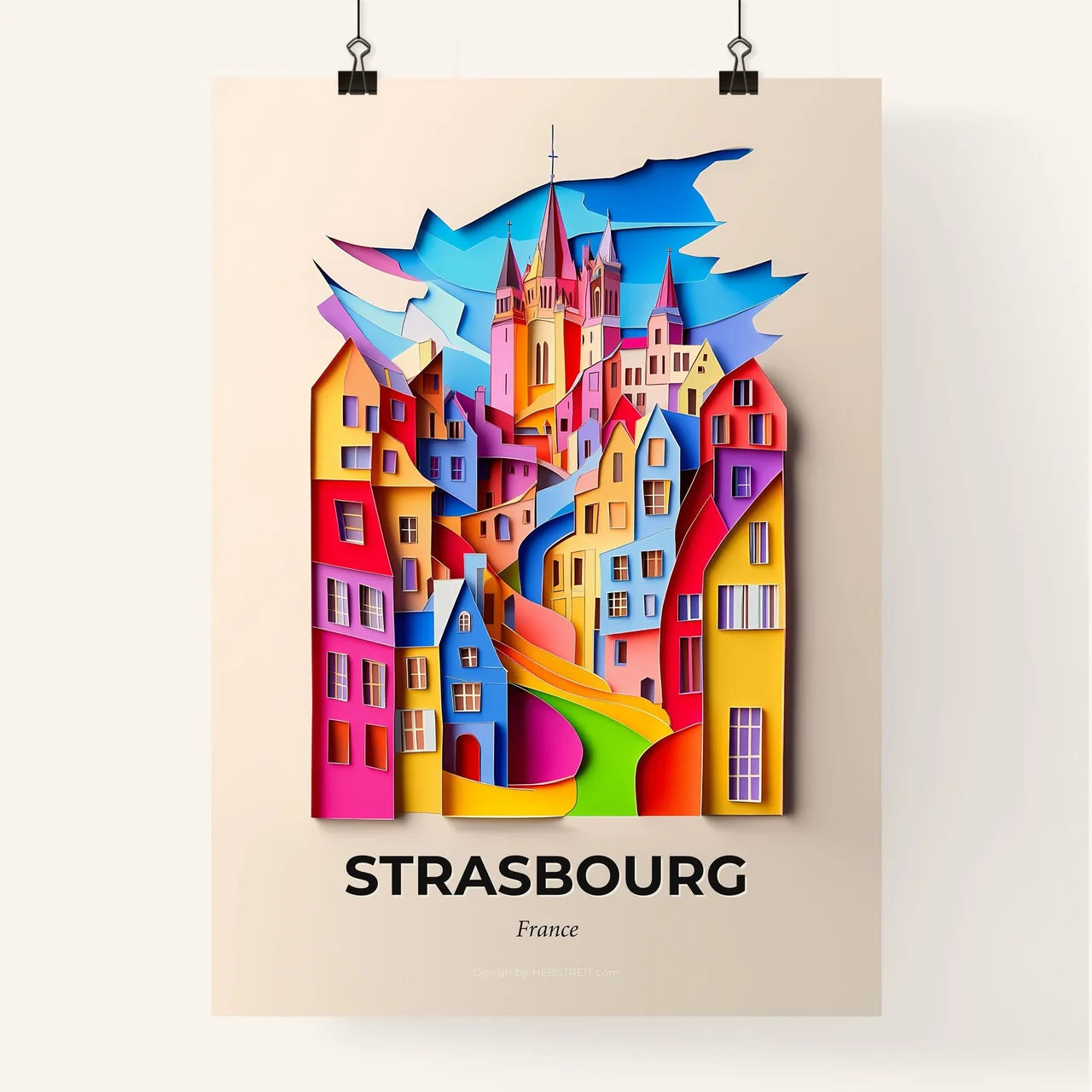 Vivid Strasbourg, France, Colorful Poster