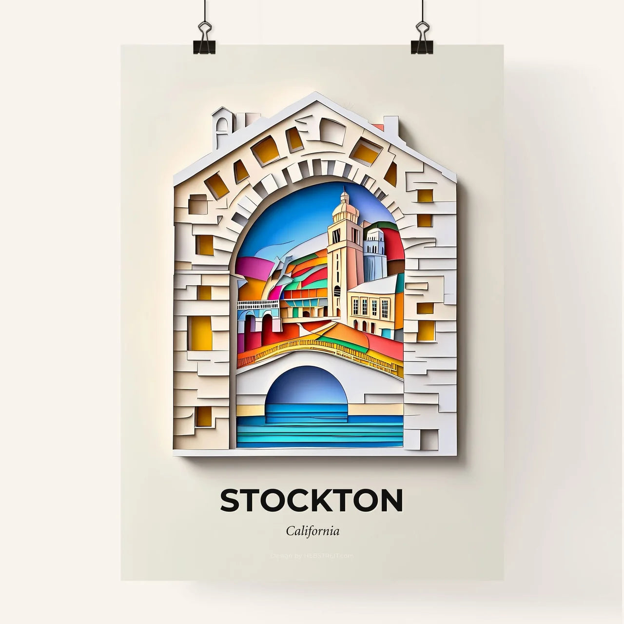 Vivid Stockton, California, Colorful Poster