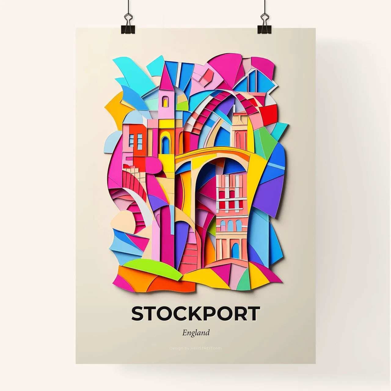 Vivid Stockport, England, Colorful Poster