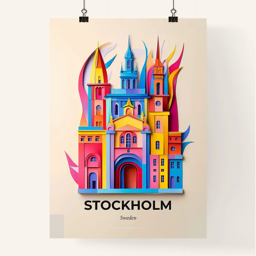 Vivid Stockholm, Sweden, Colorful Poster