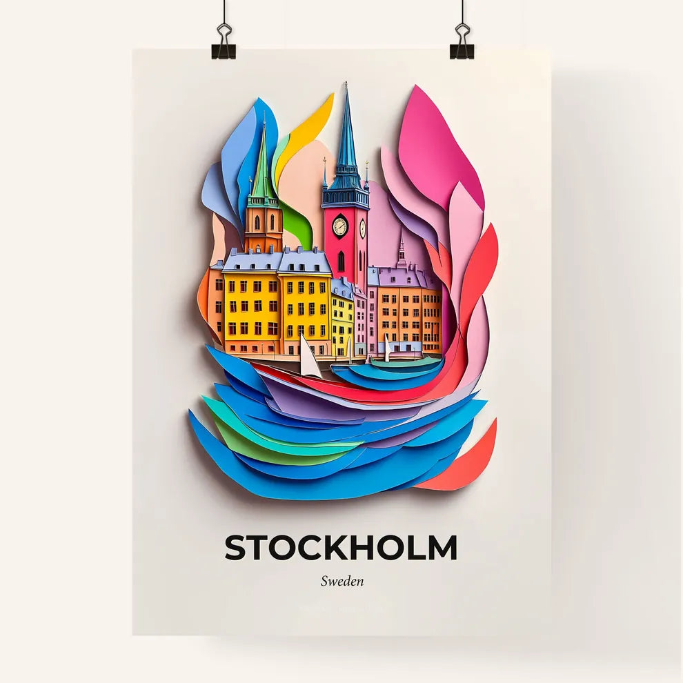 Vivid Stockholm, Sweden, Colorful Poster