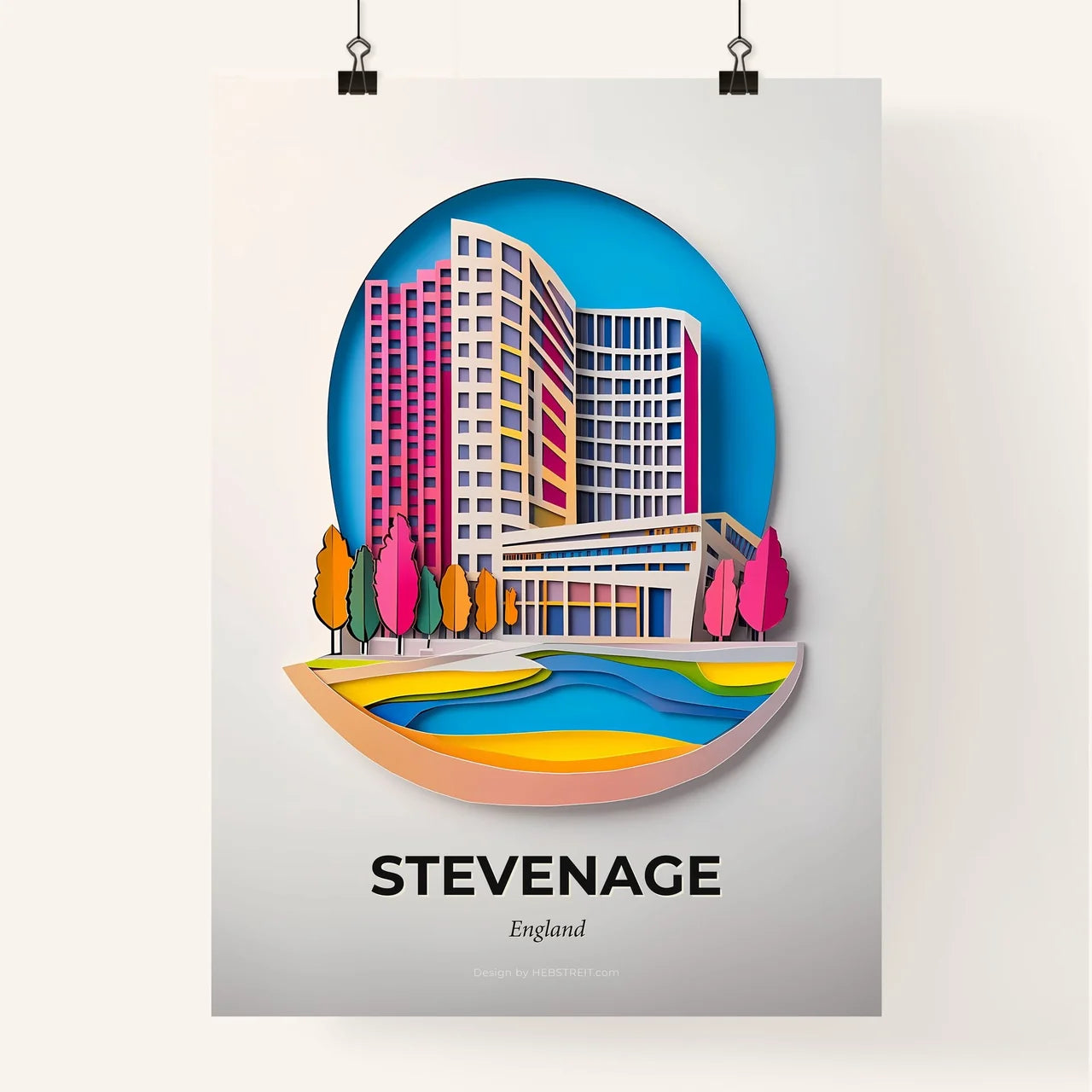 Vivid Stevenage, England, Colorful Poster