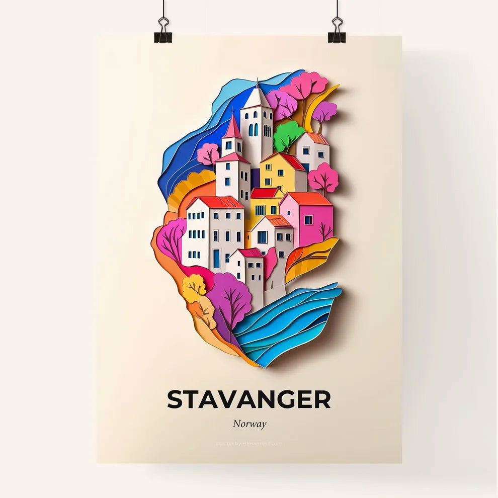 Vivid Stavanger, Norway, Colorful Poster