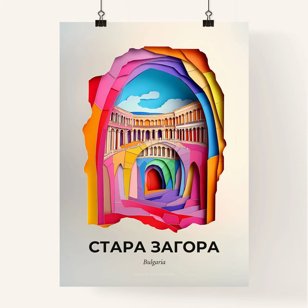 Vivid Stara Zagora, Bulgaria, Colorful Poster