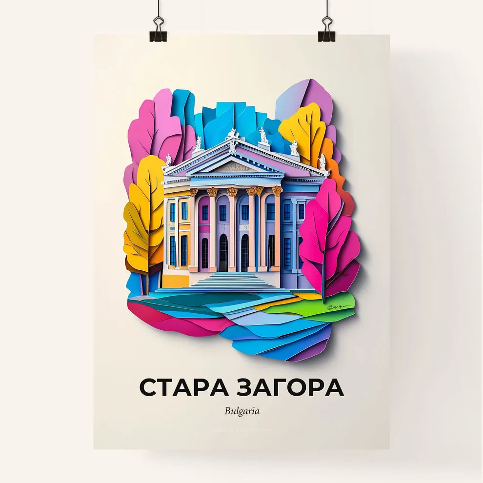 Vivid Stara Zagora, Bulgaria, Colorful Poster