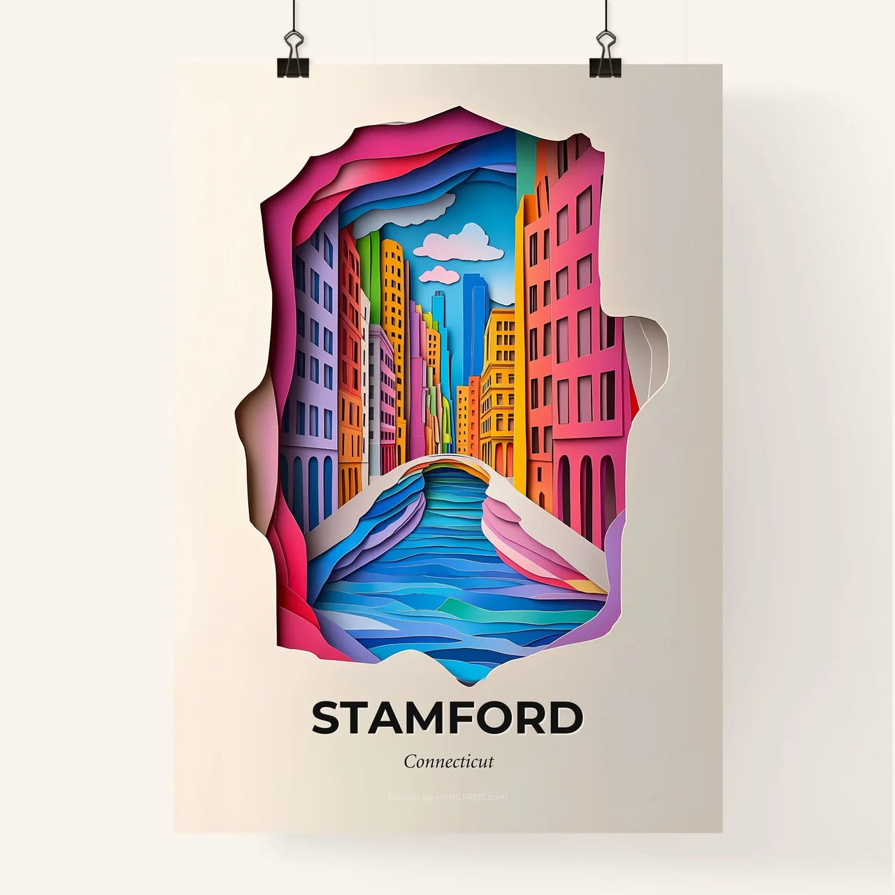 Vivid Stamford, Connecticut, Colorful Poster