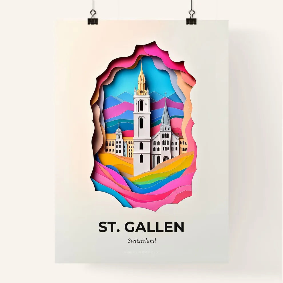 Vivid St. Gallen, Switzerland, Colorful Poster