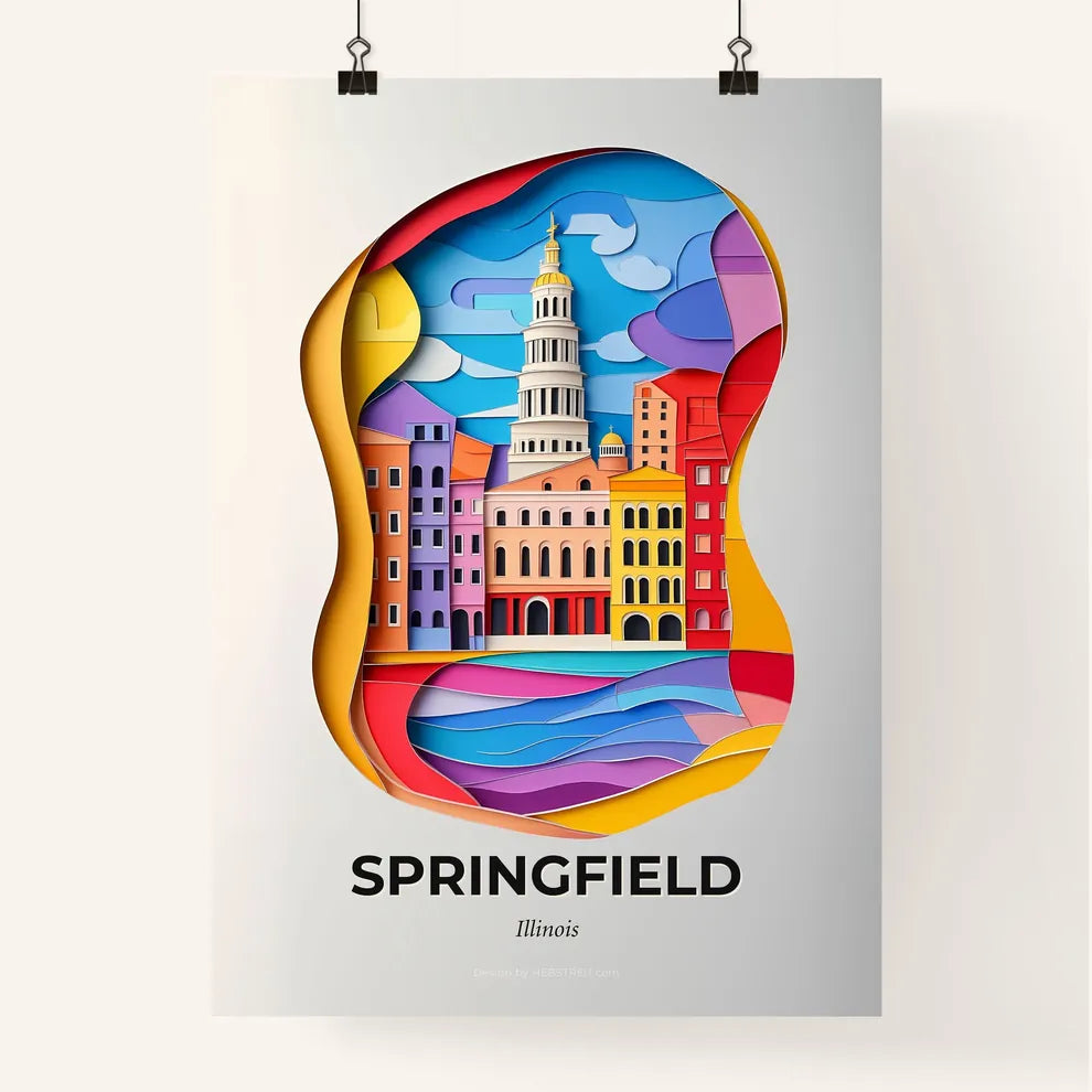 Vivid Springfield, Illinois, Colorful Poster
