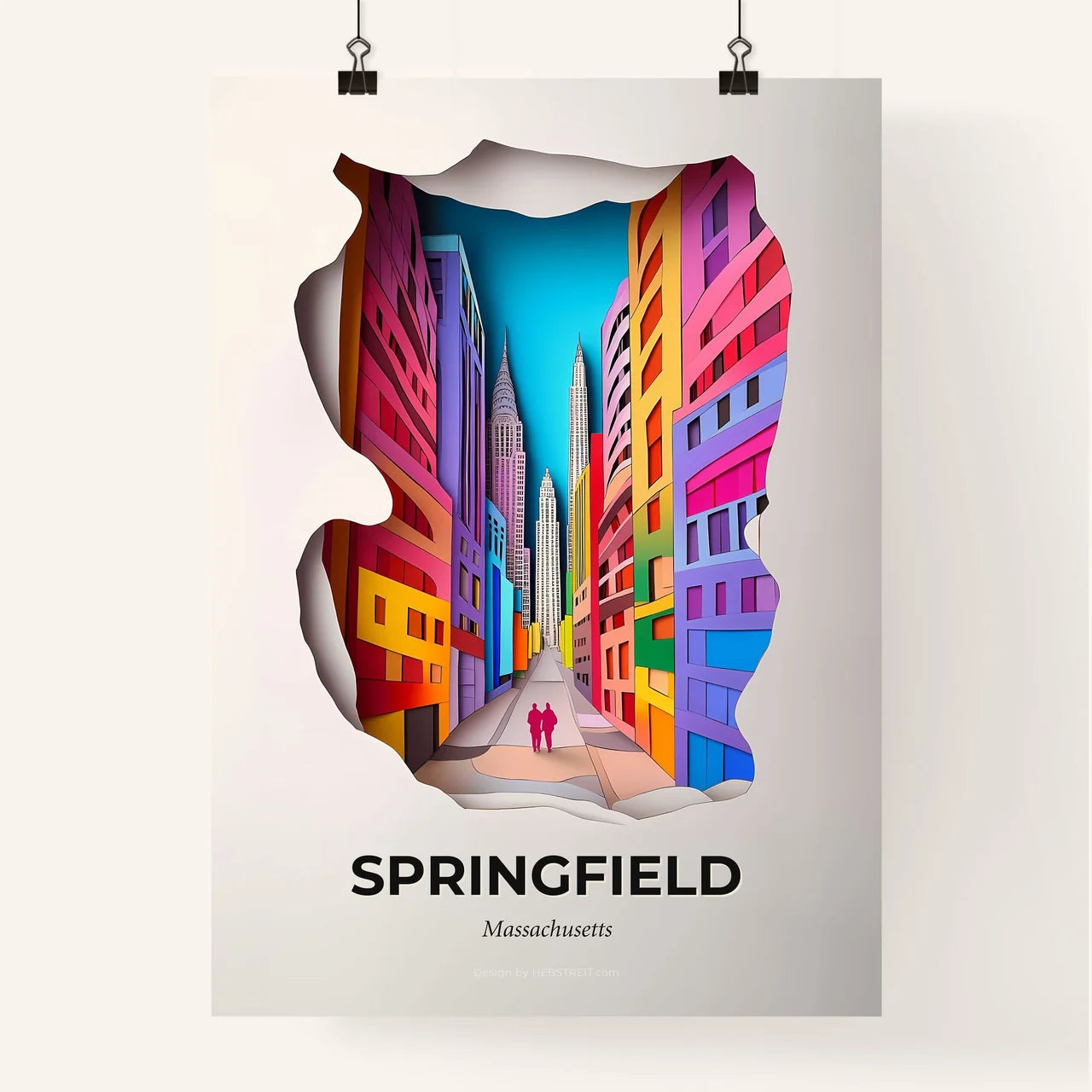 Vivid Springfield, Massachusetts, Colorful Poster