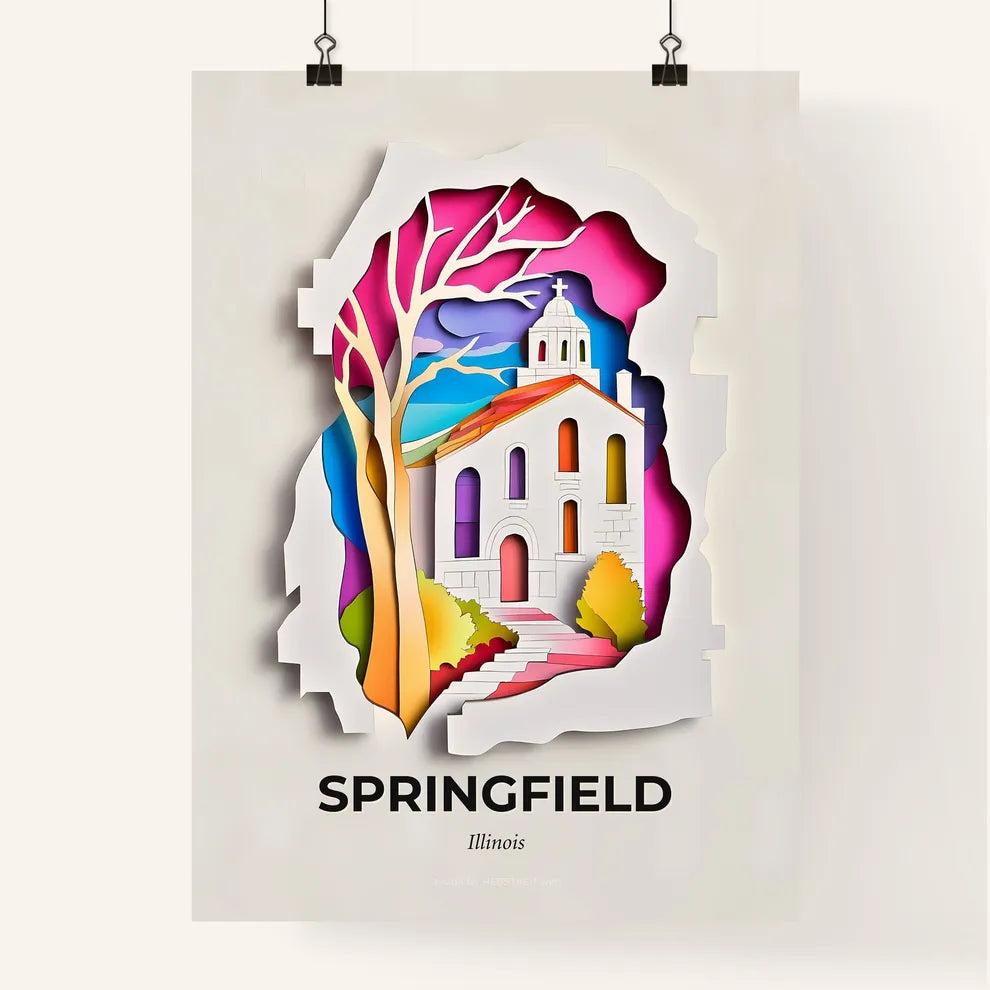 Vivid Springfield, Illinois, Colorful Poster