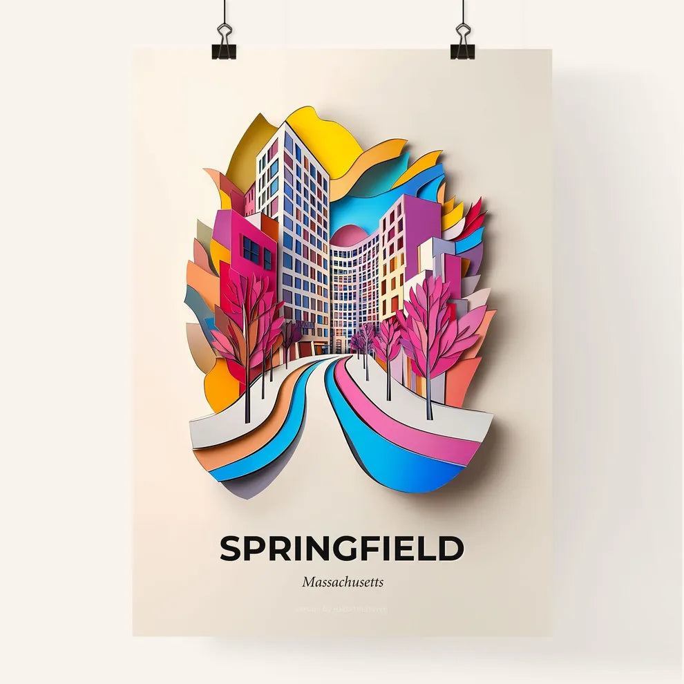 Vivid Springfield, Massachusetts, Colorful Poster