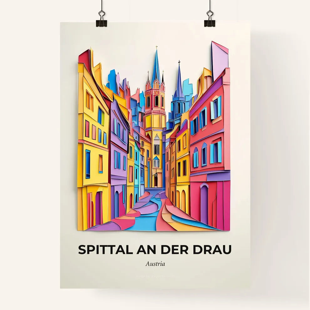 Vivid Spittal an der Drau, Austria, Colorful Poster