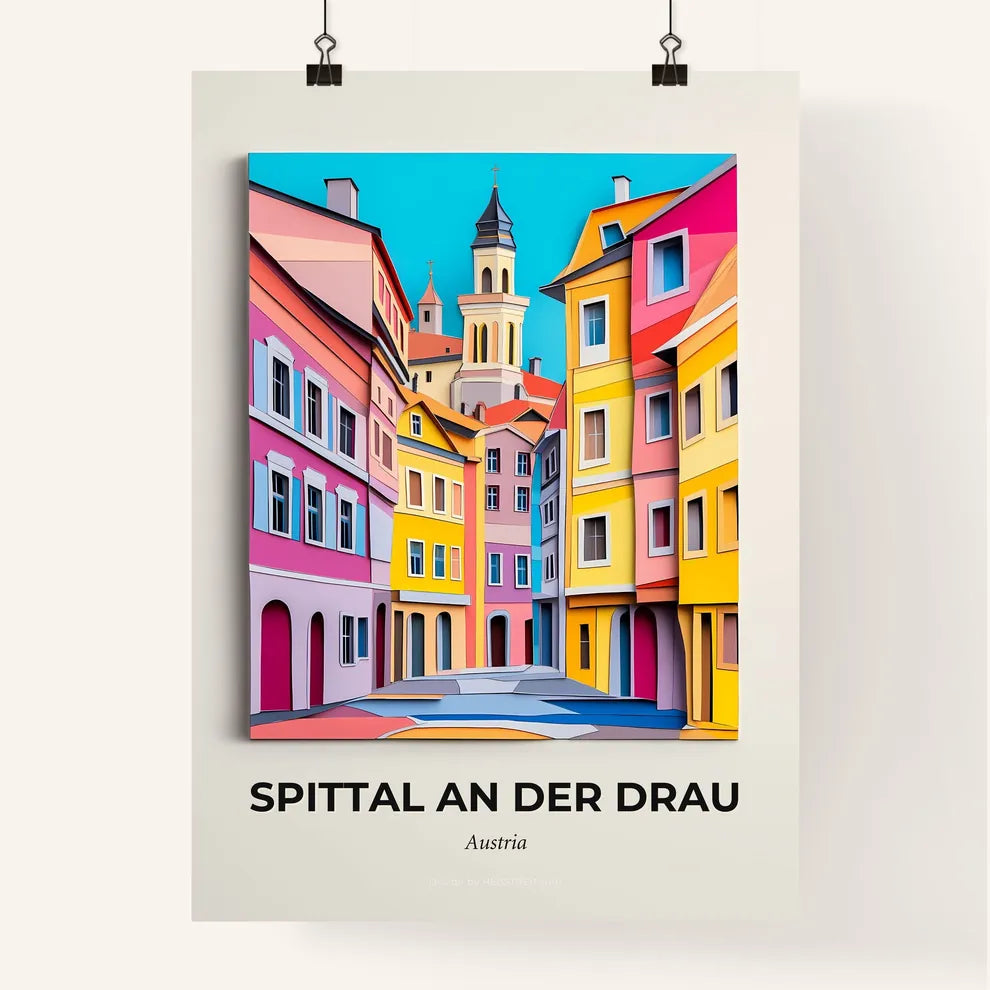 Vivid Spittal an der Drau, Austria, Colorful Poster