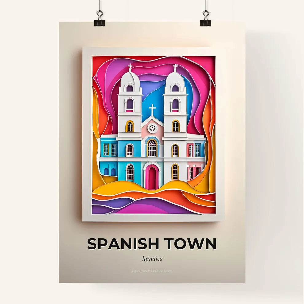 Vivid Spanish Town, Jamaica, Colorful Poster