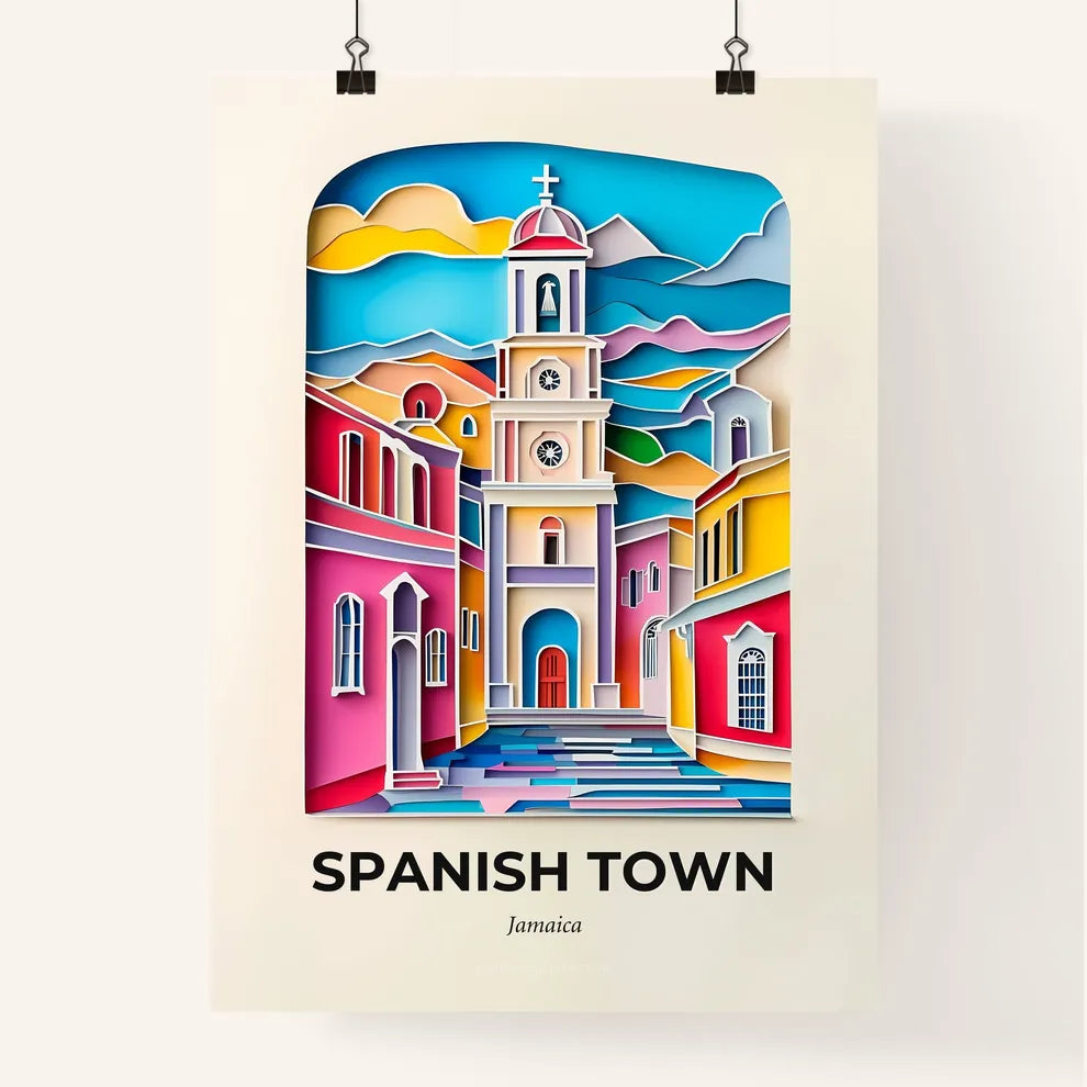 Vivid Spanish Town, Jamaica, Colorful Poster