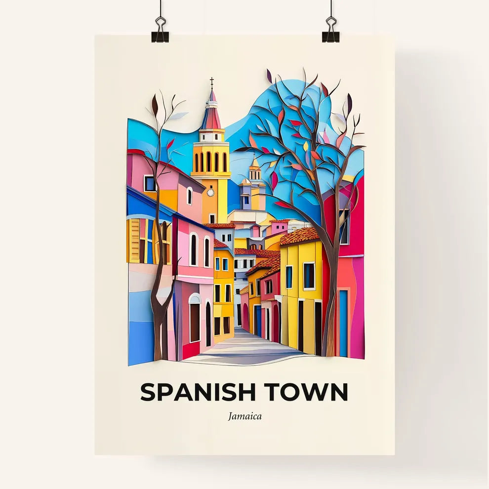 Vivid Spanish Town, Jamaica, Colorful Poster