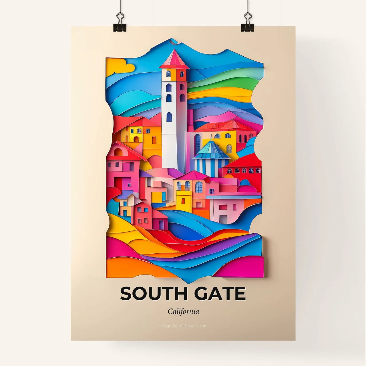 Vivid South Gate, California, Colorful Poster