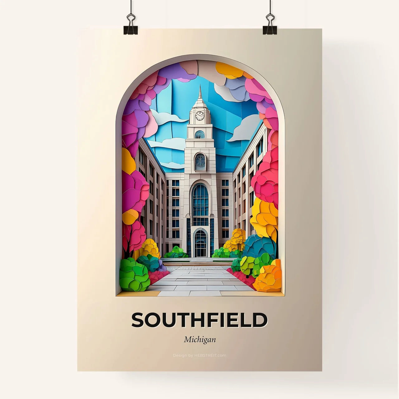 Vivid Southfield, Michigan, Colorful Poster