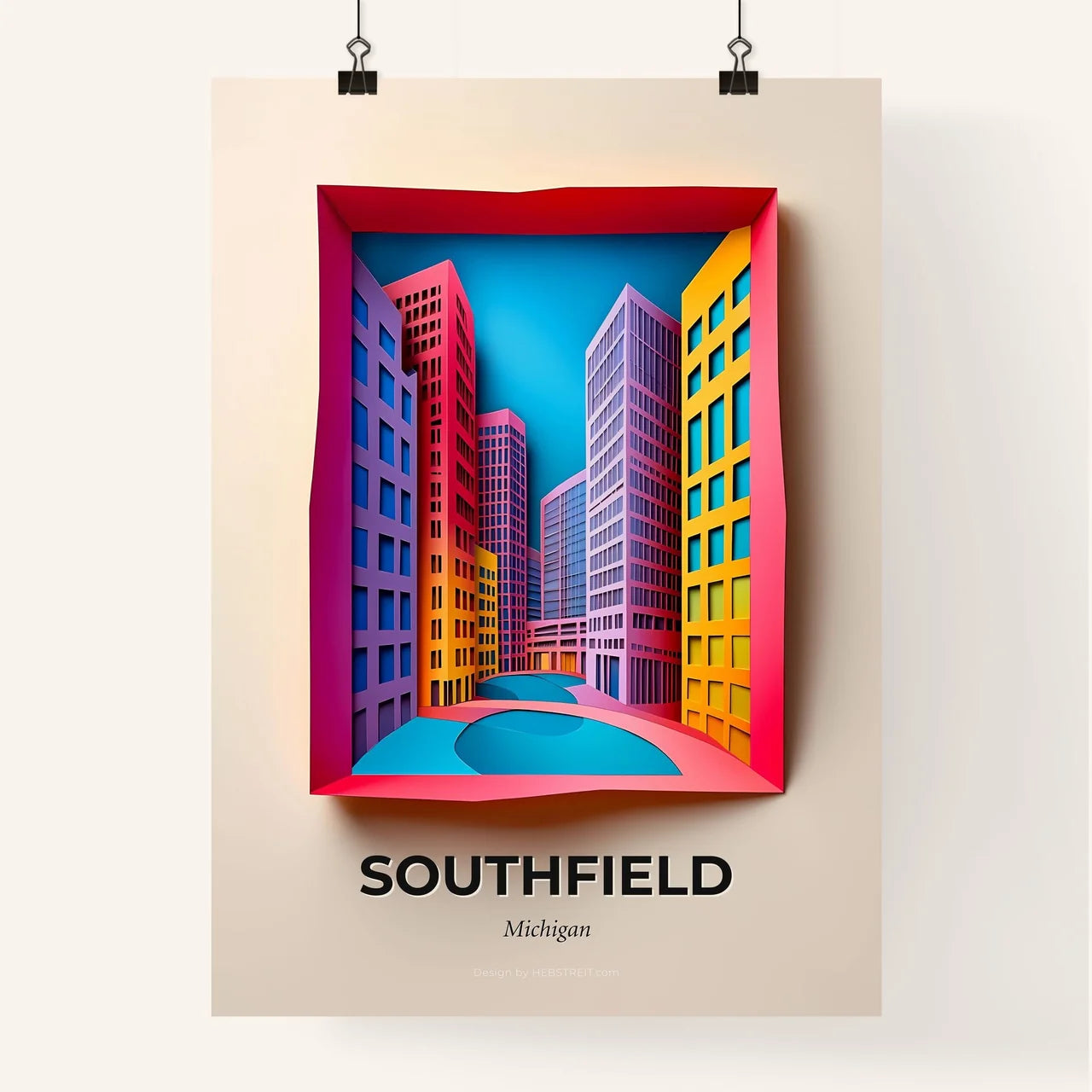 Vivid Southfield, Michigan, Colorful Poster