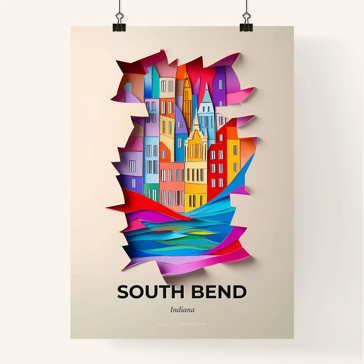 Vivid South Bend, Indiana, Colorful Poster