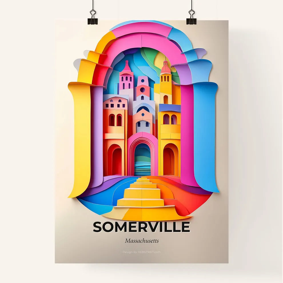 Vivid Somerville, Massachusetts, Colorful Poster