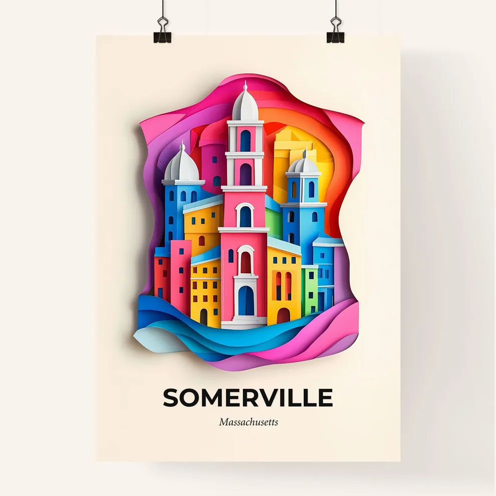 Vivid Somerville, Massachusetts, Colorful Poster