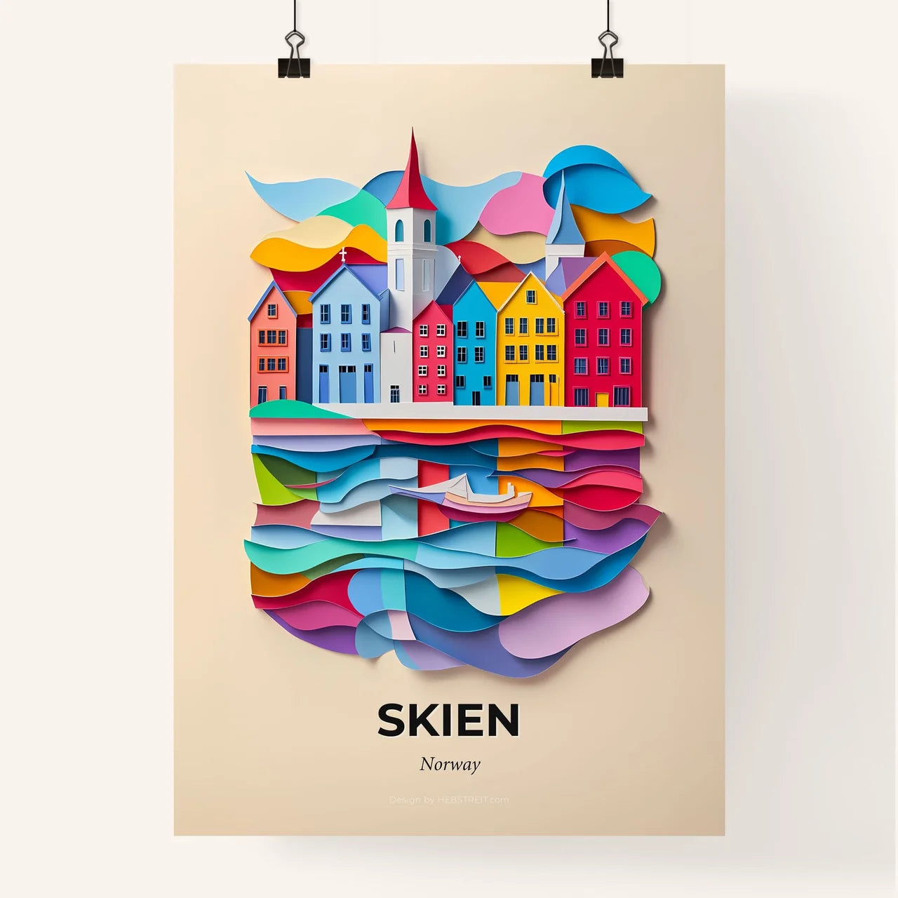 Vivid Skien, Norway, Colorful Poster