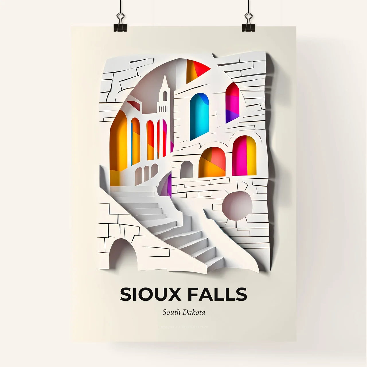 Vivid Sioux Falls, South Dakota, Colorful Poster